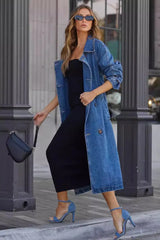 Denim Duster Buttoned Overcoat