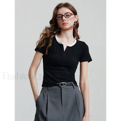 Spring New Basic Cotton Short T-Shirt