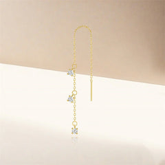 Micro Pave Diamond Fringe Chain Threader Earrings