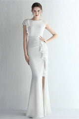 Glitter High Neck Mermaid Slit Formal Dress
