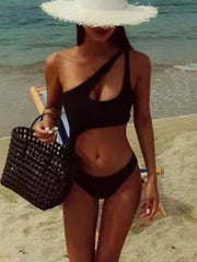Single Shoulder Hollow Out One Piece