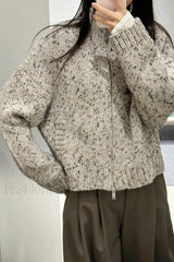 Blended Texture Zipper Cardigan