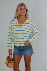 Cabana Striped Cardigan-Yellow