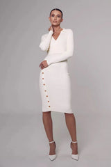 Polo Neck Bodycon Sweater Dress