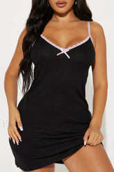 Ribbed Lace Trim Pure Desire Strappy Mini Dress