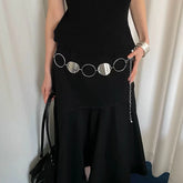 Chic Large Ring Hollow Metal Waist Chain