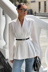 V Neck Waist Detail Blazer