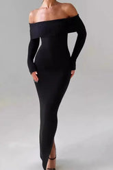 Off Shoulder Ribbed Sweater Dress