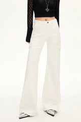 Stretch Slim Fit White Cargo Jeans