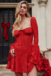 Lace Flared Sleeve Tube Top Backless Spice Girl Mini Dress