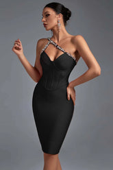 Crystal One-Shoulder Bandage Cocktail Dress