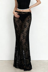 High Waist Lace Panel Stretch A-Line Pencil Skirt