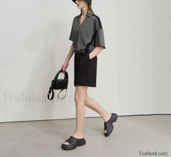 V-Neck Loose Short Sleeve Cotton T-Shirt