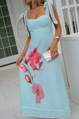 Frankie Floral Maxi Dress- Mint Blue