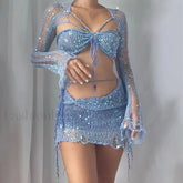 Beaded Knit Set Mini Dress