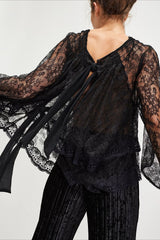 Elegant Off Shoulder Lace Overlay Blouse