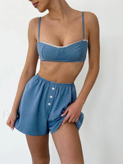 Summer Tank Tops Pajama Shorts Two Piece Set