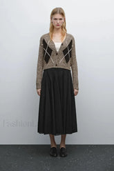 Brown Diamond Knit Cardigan