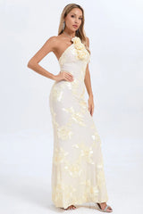 Halter Floral Foil Print Maxi Dress