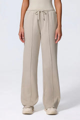 Relaxed Straight Leg High Waist Knit Pants