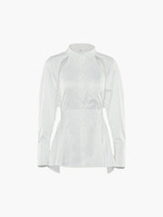 Cut Out Button Trendy Down Collar Shirt