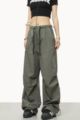 Relaxed Fit Drawstring Waist Cargo Pants