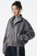 PU Leather Moto Style Longline Jacket