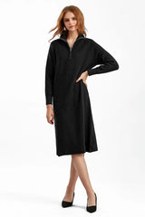 Zipper Pullover Sweater Dress