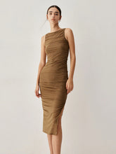 Diamante Ruched Mesh Trendy Slit Midi Dress