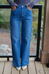 Kate Wide Leg Jeans- Medium Stone