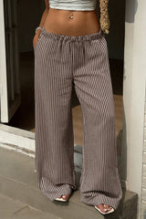Vertical Striped Straight Leg Relaxed Pants