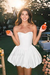 Fishbone Tube Top Fluffy Mini Dress