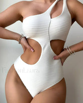 Solid One Shoulder Push Up One Piece