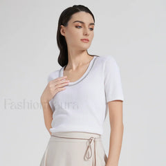 Wool Silk Vest Summer Casual T-Shirt