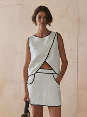 O-Neck Sleeveless Skirt Two Piece Set