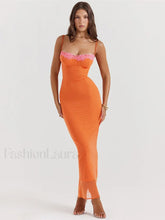 Lace Patchwork Strapless Maxi Dress