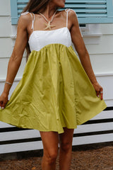 Roxy Mini Dress-Green/White
