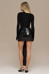 Sequin Patchwork Top Mini Skirt Set