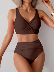 Front Cross High Waist Bikini Set
