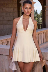 Deep V-Neck Halter Waist Sexy Hottie Mini Dress