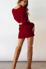 Cable Knit V Neck Bodycon Midi Dress