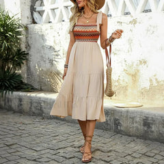 Colorful Geometric Woven Boho Dress