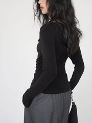 Draped Long Graceful Sleeve Slinky Shirt