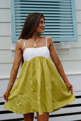 Roxy Mini Dress-Green/White