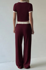 Colorblock Layering Tank Top Wide Leg Pants Set
