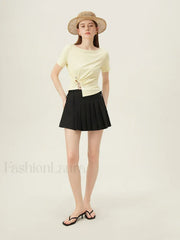 One Shoulder Twisted Waist Crop T-Shirt