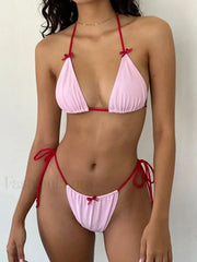 Bowknot Padded Tie-Up Bikini Set