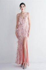 Intricate Beadwork Figure Hugging Gown Formal Dress