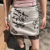 Gothic Lace Print Retro Skirt