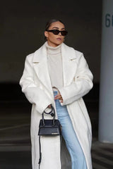Fleece Lapel Long Sleeve Cozy Overcoat